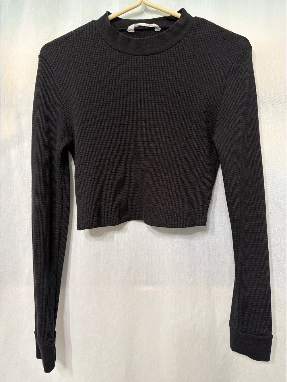 Bluenotes Long Sleeve Waffle Knit Crop Top Junior Large Women's Small